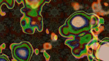 Raster - stok. Eskiz arkaplan modeli. Yapraklı çiçekler ve papatya çiçekleri kahverengi, yeşil ve gri renklerde.