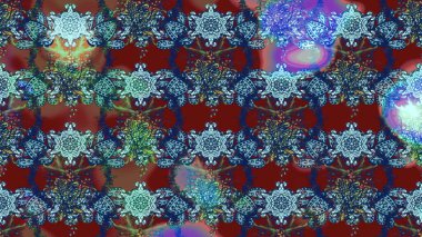 Mavi, kırmızı ve kahverengi renkte çiçekler. Raster illüstrasyonunda çiçek deseni çizimi.