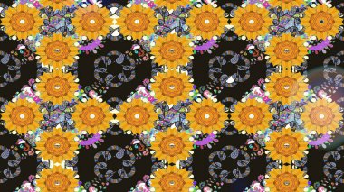 Soyut etnik raster çizim kalıbı. Vadinin gri renkli çiçekleri. Çiçekler..