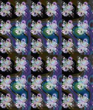 Çiçekler suluboya eskiz deseni. Raster Stili kumaş deseni.