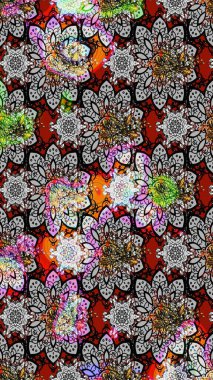 Moda baskıları için zarif bir şablon. Çiçekli bahar çiçekleri. Robot resim. Küçük çiçekte güzel bir desen. Küçük renkli çiçekler. Motley illüstrasyonu.