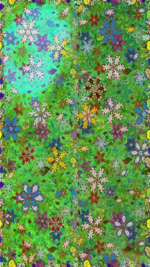 Çiçekler, yapraklar, dekoratif elementler, sıçramalar, lekeler, el çizimleri çizimleri ve Doodle çizimleri, grafik raster çizimleri.