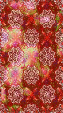 Kırmızı ve kahverengi renkte çiçekler. Hediye ambalaj kağıdı, tebrik kartları, posterler ve pankart tasarımı. Raster düz çiçekleri pürüzsüz desen.