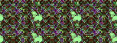 Parlak renkli çiçekleri ve yeşil, kahverengi ve gri renkte yaprakları olan harika bir çiçek deseni. Modern çiçek arkaplanı. Halk tarzı. Moda baskıları için zarif bir şablon.