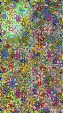 Raster çiçek izi. Klasik taslak çizimi. Çiçek yeşili, pürüzsüz desen.