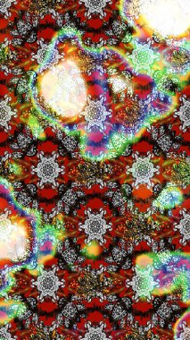 Gri, kahverengi ve kırmızı renkte yaz çiçekleri. Küçük çiçekteki sevimli çiçek deseni. Raster deseni. Raster illüstrasyonu.