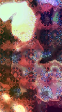 Kahverengi renkli çiçekler. Hediye ambalaj kağıdı, tebrik kartları, posterler ve pankart tasarımı. Raster düz çiçek çizim deseni.