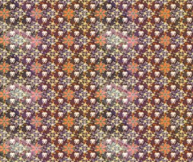 Raster düz çiçek çizim deseni. Kahverengi ve nötr renklerde çiçekler. Tasarım hediye paketi, tebrik kartları, posterler ve afiş tasarımı.