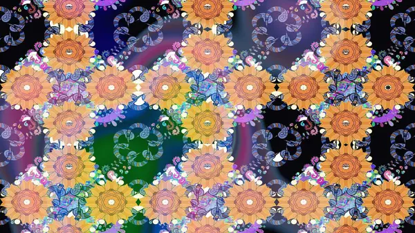 Raster çiçek desenleri çiziyor. Vadinin mavi renkli çiçekleri.