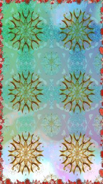 Raster illüstrasyonu. Raster deseni. Patlayan çiçekler soyut olarak yerleştirilmiş. Yumuşak, bahar çiçekleri mavi ve nötr renklerde.