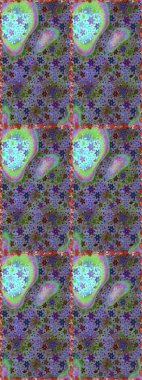 Soyut çiçek desensiz arkaplan. Raster illüstrasyonu. Küçük çiçekteki sevimli çiçek deseni. Raster deseni. Mor ve yeşil renkler üzerinde.