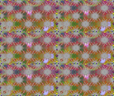 Suluboya tarzında gri ve kahverengi renkte çiçekler. Raster illüstrasyonunda kusursuz çiçek deseni.