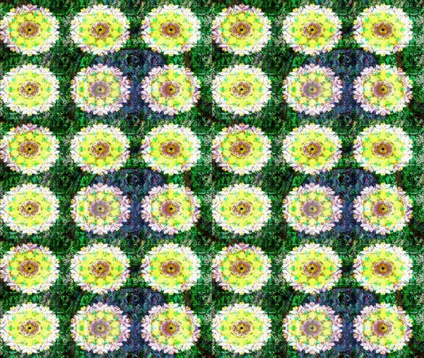 Raster illüstrasyonundaki çiçek desenli çizim. Yeşil renkli çiçekler. Renkli Bahar Teması eskiz kalıbı. Düz Çiçek Elementleri Tasarımı.