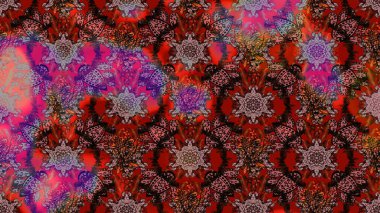 Kahverengi, kırmızı ve pembe renklerde çiçekler. Çiçekli karalama şeklinde Raster çiçek deseni. Nazik, sevimli çiçek arkaplanı..