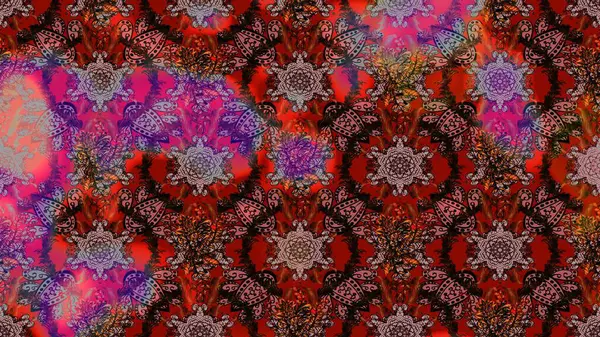 Kahverengi, kırmızı ve pembe renklerde çiçekler. Çiçekli karalama şeklinde Raster çiçek deseni. Nazik, sevimli çiçek arkaplanı..