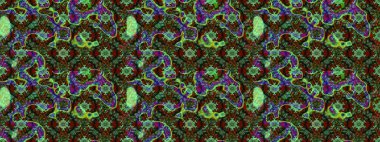 Yeşil, gri ve kahverengi renkte yaz çiçekleri. Çiçekli karalama şeklinde Raster çiçek deseni. Raster illüstrasyonu.