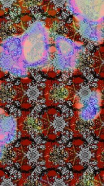 Raster stili kumaş deseni. Çiçekler suluboya çizim deseni.