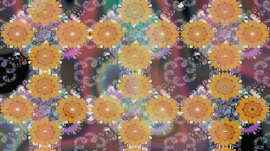 Yapraklı çizim şekli. Şirin, zarif çiçekler Raster illüstrasyonu. Tekstil için figür. Poster ya da kapak için arka plan. Davetiye ve kartpostal tasarımı için dekoratif çiçek unsurları.