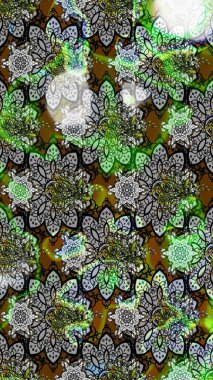 Çocuksu tasarım. Elle çizilmiş çiçek desenli Raster çizimi. Gri arka planda. Tekstil, kumaş, ambalaj, hatıra defteri için güzel çiçek arkaplanı..