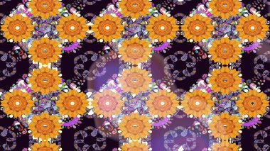 Siyah renkli çiçekler. Kumaş desenli papatya çiçekleri ayrıntıları.