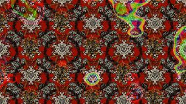 Kahverengi, kırmızı ve gri renkte çiçeklerle çizilmiş çiçek deseni. Çiçekler suluboya tarzında kahverengi, kırmızı ve gri renkte.