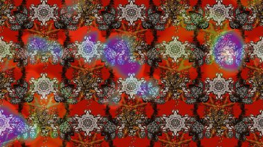 Küçük çiçekteki sevimli çiçek deseni. Bir sürü kahverengi, kırmızı ve gri soyut çiçekli tropik eskiz deseni. Varikolokahverengi, kırmızı ve gri raster çizimi.