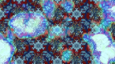 Küçük çiçekli basit bir çiçek çizimi. Mavi, nötr ve kırmızı renkte şirin çiçekler. Raster tasarımı. Moda baskısı, albüm, ambalaj kağıdı, duvar kağıdı için zarif dekoratif süslemeler..