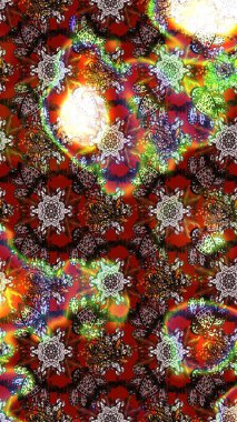 Raster - stok. Eskiz arkaplan modeli. Yapraklı çiçekler ve kahverengi, kırmızı ve nötr renklerde papatya çiçekleri..