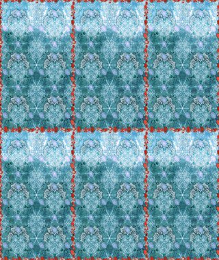 Raster illüstrasyonu. Çiçekli güzel suluboya desen. Mavi renklerde.