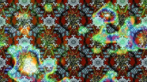 Raster illüstrasyonu. Yumuşak, bahar çiçekleri yeşil, mavi ve kahverengi renklerde. Çiçek ve yapraklı karalama şeklinde Raster çiçek deseni.