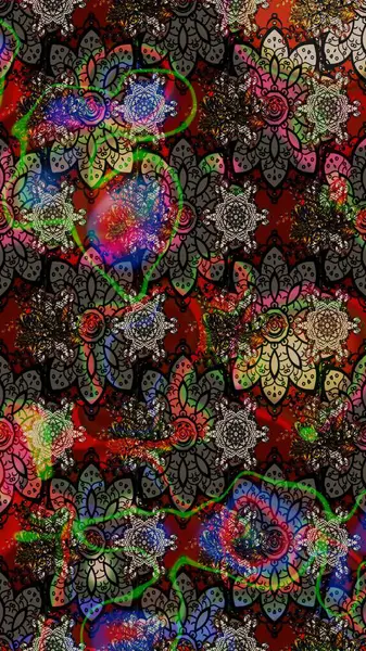 Raster Henna dövme stili. Kızılderili desenli desenli desenli şal deseni. Tekstil, tebrik kartı, boyama kitabı, telefon kılıfı baskısı için kullanılabilir. Etnik Mandala süsü.