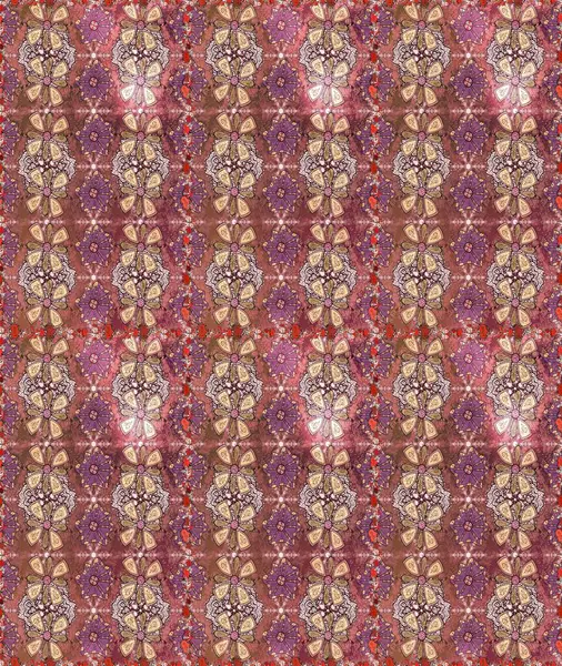 Kabile sanatı boho baskısı, klasik çiçek arkaplanı. Soyut etnik raster kusursuz desen. Arkaplan dokusu, duvar kağıdı, kahverengi ve pembe renkli çiçek teması.
