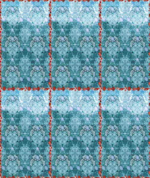 Raster illüstrasyonu. Çiçekli güzel suluboya desen. Mavi renklerde.