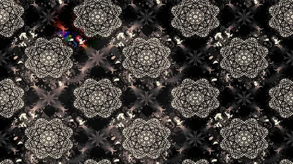 El çizimi çiçek çizimi deseni (fayans). Şirin çiçekli, desenli, siyah renkli renkli bir eskiz. Tekstil için suluboya çizim deseni.