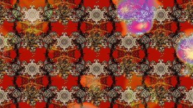 Kahverengi, kırmızı ve bej renklerde bahar çiçekleri. Raster çiçekleri klasik tarzda çizilmiş. Çiçekli yumuşak bir eskiz şekli. Raster illüstrasyonu.