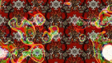 Kahverengi, kırmızı ve nötr renklerde çiçekler. Sevimli çiçek raster deseni. Düz Çiçek Elementleri Tasarımı. Renkli Bahar Teması çizim şablonu.