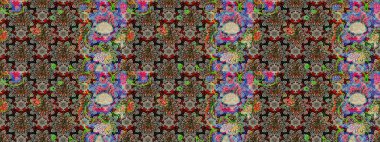 Çiçekler suluboya eskiz deseni. Raster Stili kumaş deseni.