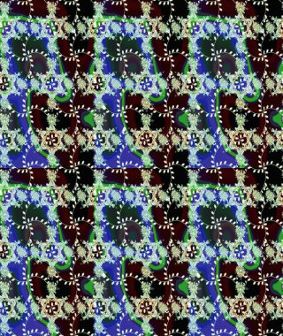 Çiçekli güzel suluboya desen. Mavi, nötr ve kahverengi renklerde. Raster illüstrasyonu.