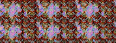 Kabile sanatı boho baskısı, klasik çiçek arkaplanı. Soyut etnik raster çizim kalıbı. Arkaplan dokusu, duvar kağıdı, çiçek teması gri, kahverengi ve nötr renkler.