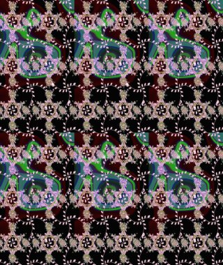 Tekstil, kumaş, kapaklar, duvar kağıtları, baskı, naylon, koleksiyon defteri, örgü, dekupaj için güzel bir eskiz. Küçük siyah, nötr ve kahverengi çiçeklerle oldukça kaliteli besin torbası deseni..