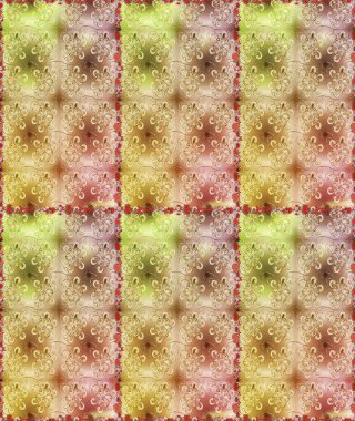 Raster Çiçek İllüstrasyonu güzel tekstil. Bej ve nötr renklerde etnik çiçeklerle kusursuz bir desen..