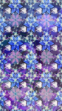 Çiçekli çiçek deseni, suluboya. Mavi renkli çiçekler. Renkli Bahar temalı eskiz modeli. Düz Çiçek Elementleri Tasarım Raster illüstrasyonu.