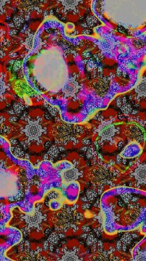 Raster illüstrasyonundaki çiçek desenli çizim. Renkli Bahar Teması eskiz kalıbı. Düz Çiçek Elementleri Tasarımı. Süslü kumaş deseni.