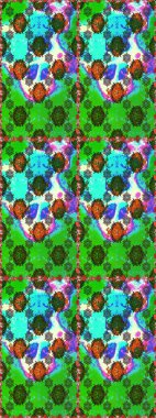 Küçük çiçekteki sevimli çiçek deseni. Soyut çiçek desensiz arkaplan. Raster deseni. Raster illüstrasyonu. Yeşil ve mavi renklerde.