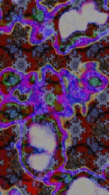 Çiçek desenli çizim. Renkli Bahar Teması eskiz kalıbı. Asya tekstil tarzında. Raster illüstrasyonu. Güzel kumaş deseni. Düz Çiçek Elementleri Tasarımı.