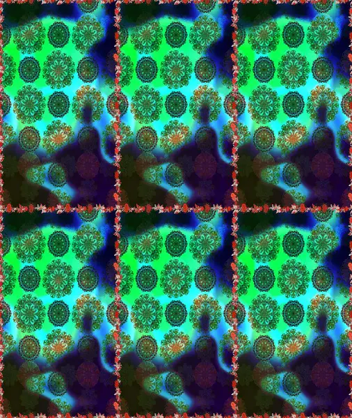 Raster illüstrasyonu. Yumuşak, yeşil renkli bahar çiçekleri. Raster çiçek desenli ve çiçekli..