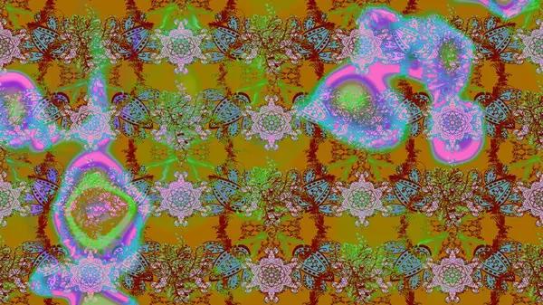 Modern stil dokusu. Çiçek desenli raster, kahverengi, yeşil ve kırmızı çizgi desenli soyut raster arkaplan.