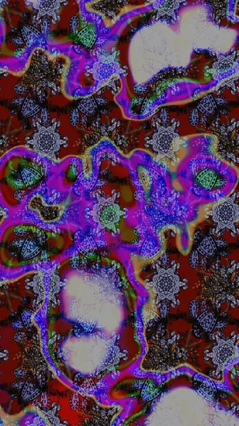 Çiçek desenli çizim. Renkli Bahar Teması eskiz kalıbı. Asya tekstil tarzında. Raster illüstrasyonu. Güzel kumaş deseni. Düz Çiçek Elementleri Tasarımı.