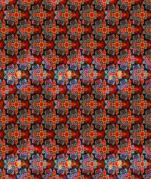 Raster. Kırmızı renkte güzel çiçekler, suluboya desenli eskiz deseni, duvar kağıdı, kart veya kumaş için fayanslı..