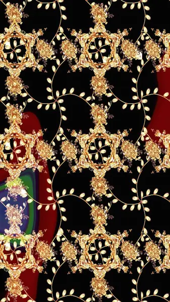 El çizimi çiçek çizimi deseni (fayans). Şirin çiçekli, desenli, siyah, bej ve kahverengi renkli renkli bir eskiz deseni. Tekstil için suluboya çizim deseni.